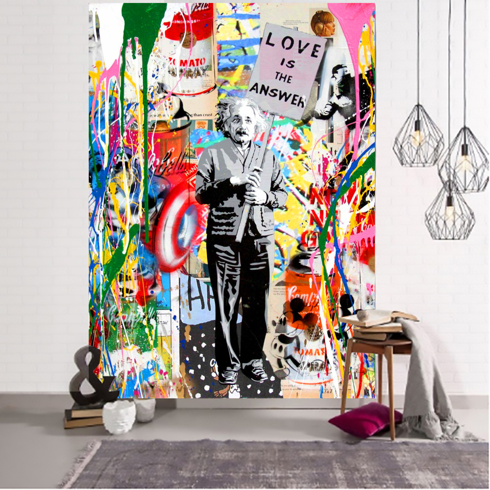 Linum Home Textiles - Banksy Einstein Painting Love Is Answer