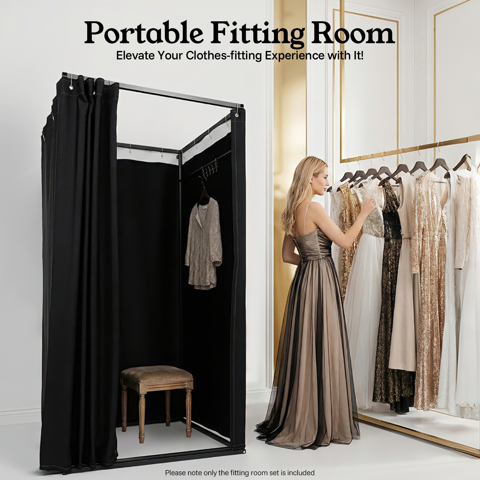 Linum Home Textiles - Portable Clothing Store Fitting Room, Curtain
