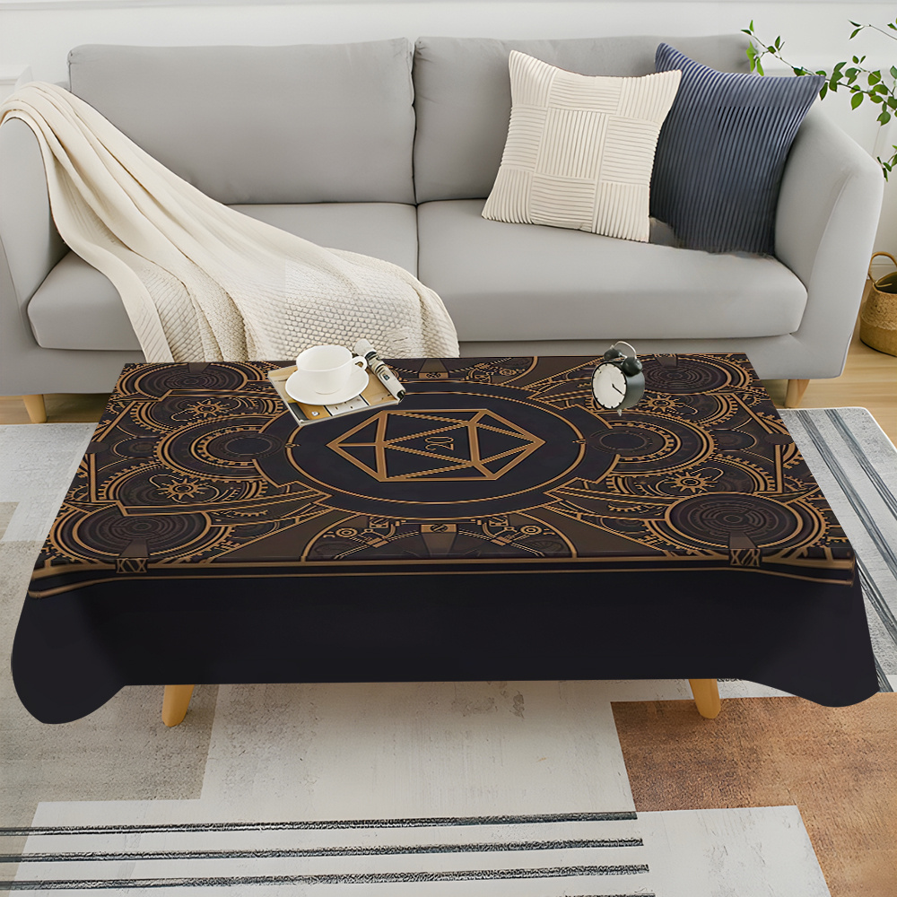 Home Textiles Products - Steampunk Black Golden Gear Pattern Tablecloth