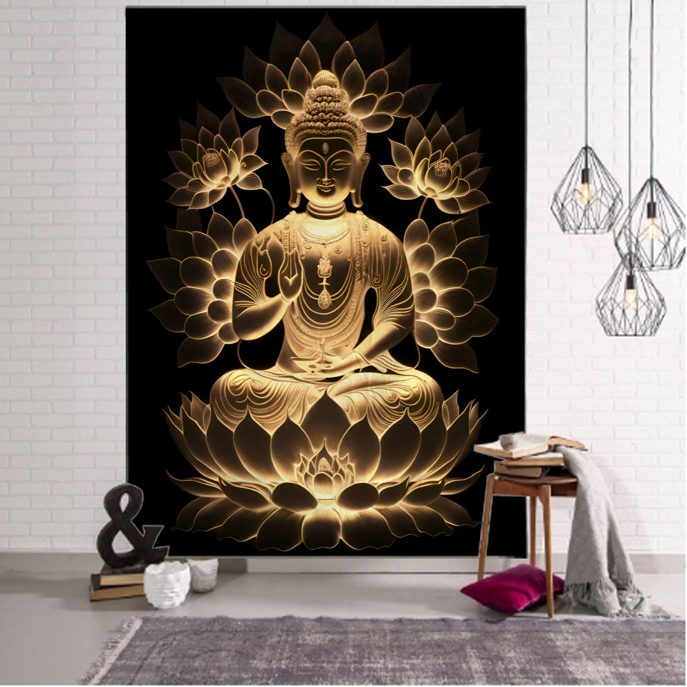 Linum Home Textiles - Indian Buddha statue tapestry wall hanging