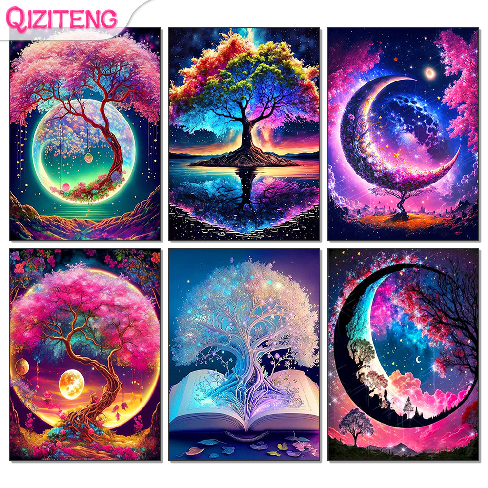 Home Textiles Products - 5D Diy Diamond Painting Fantasy Moon