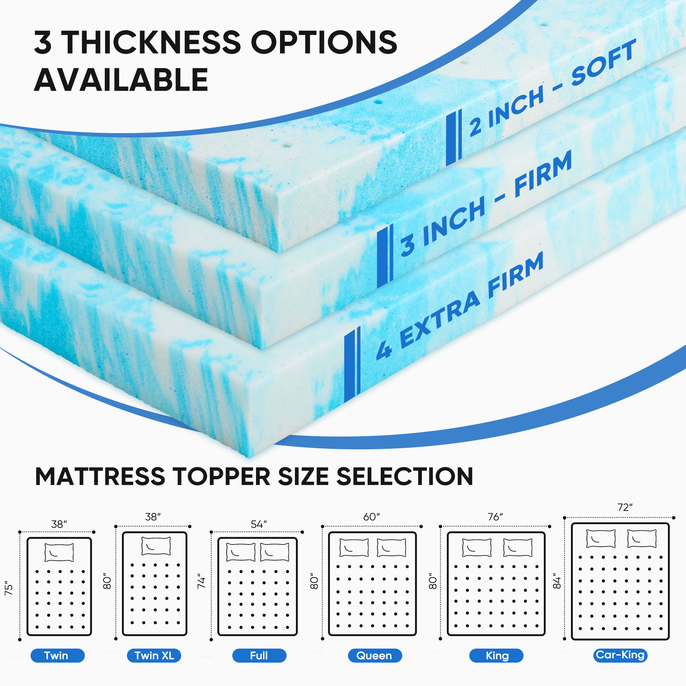 JHK 2-4 Inch Gel Memory Foam C - Mattress Pad Topper avis et prix