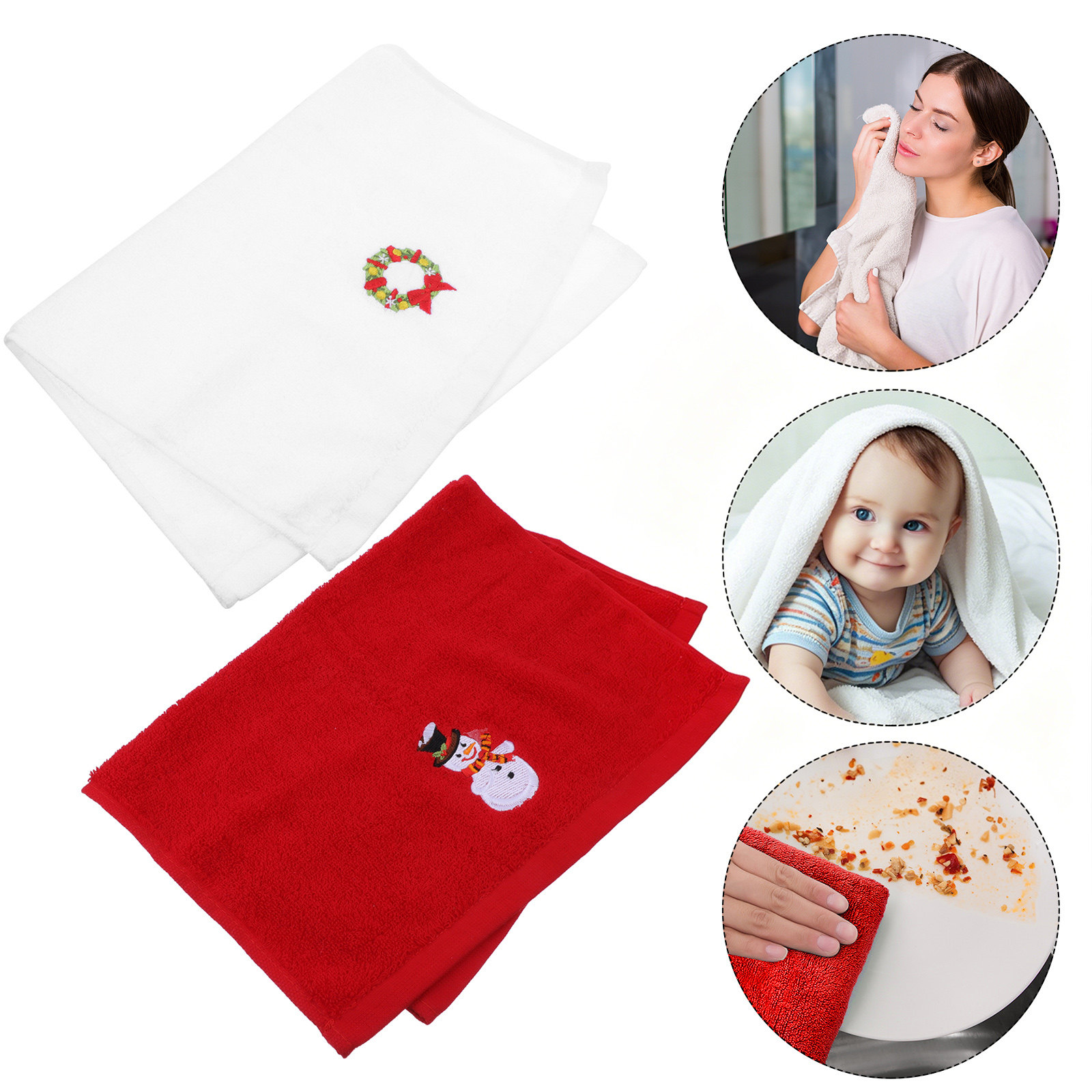 2Pcs Embroidery Christmas Towe - Home Textiles In Pakistan avis et prix