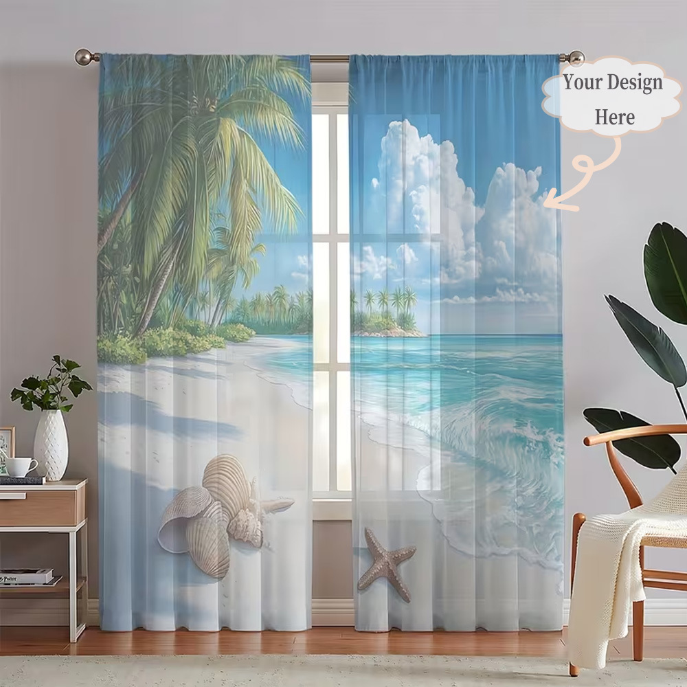 Custom 2D Flat 2pcs Sheer Curt - Home Textiles Images avis et prix