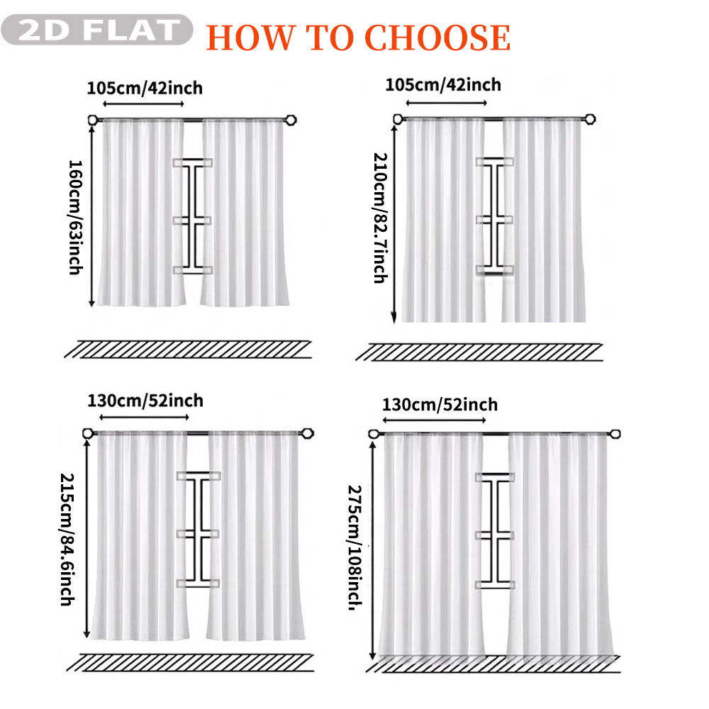 Custom 2D Flat 2pcs Sheer Curt - Home Textiles Images avis et prix