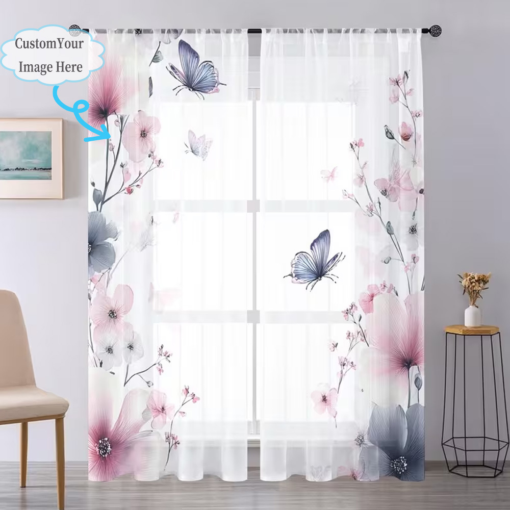 Custom 2D Flat 2pcs Sheer Curt - Home Textiles Images avis et prix