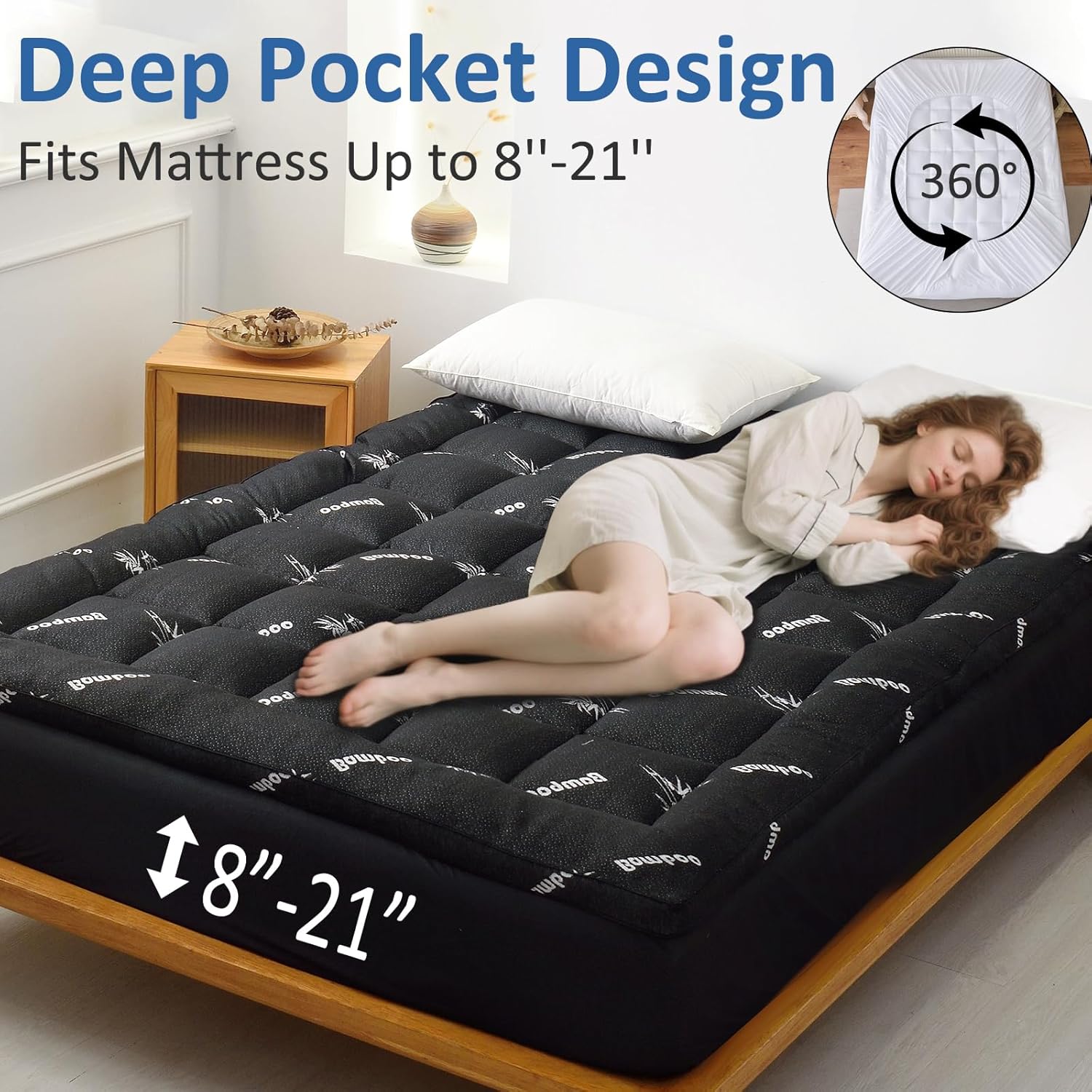 King Size Cooling Bamboo Mattr - Mattress Pad Topper avis et prix