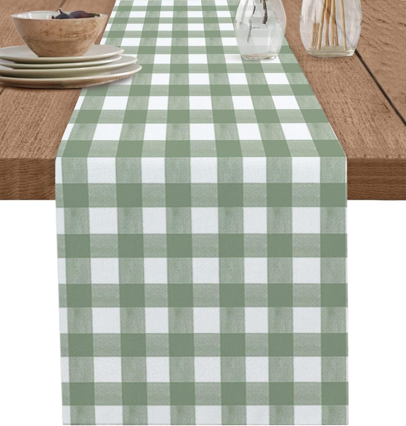 Green Buffalo Plaid Linen Tabl - Linum Home Textiles avis et prix