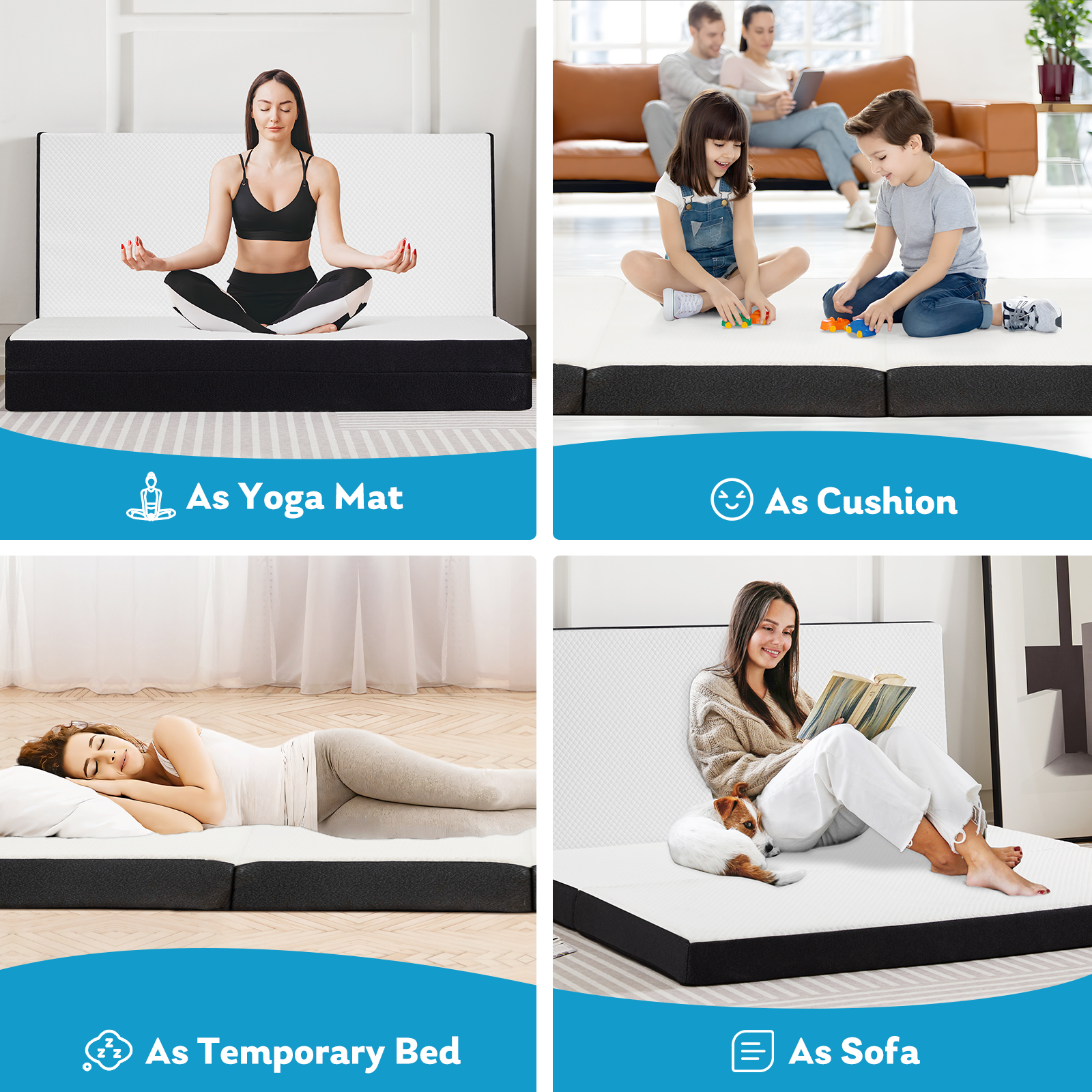 JHK Three Fold Portable Floor  - Mattress Pad Topper avis et prix