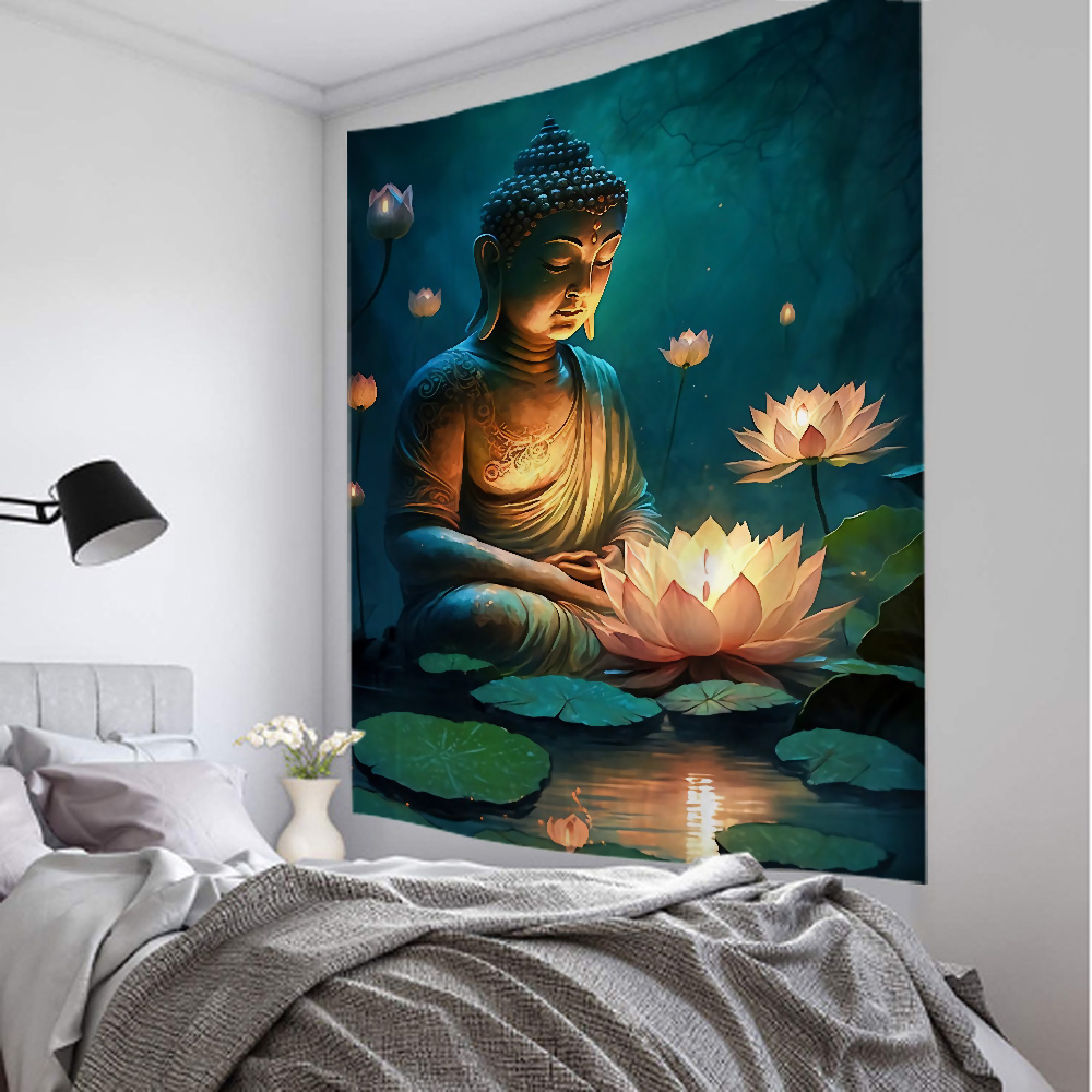 Indian Buddha statue tapestry  - Linum Home Textiles avis et prix