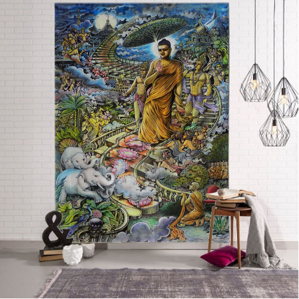 Indian Buddha statue tapestry  - Linum Home Textiles avis et prix