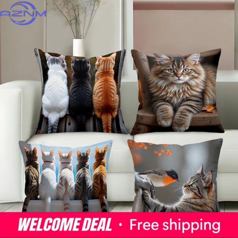 Cute Cat Pillows With Differen - Home Textiles Images avis et prix