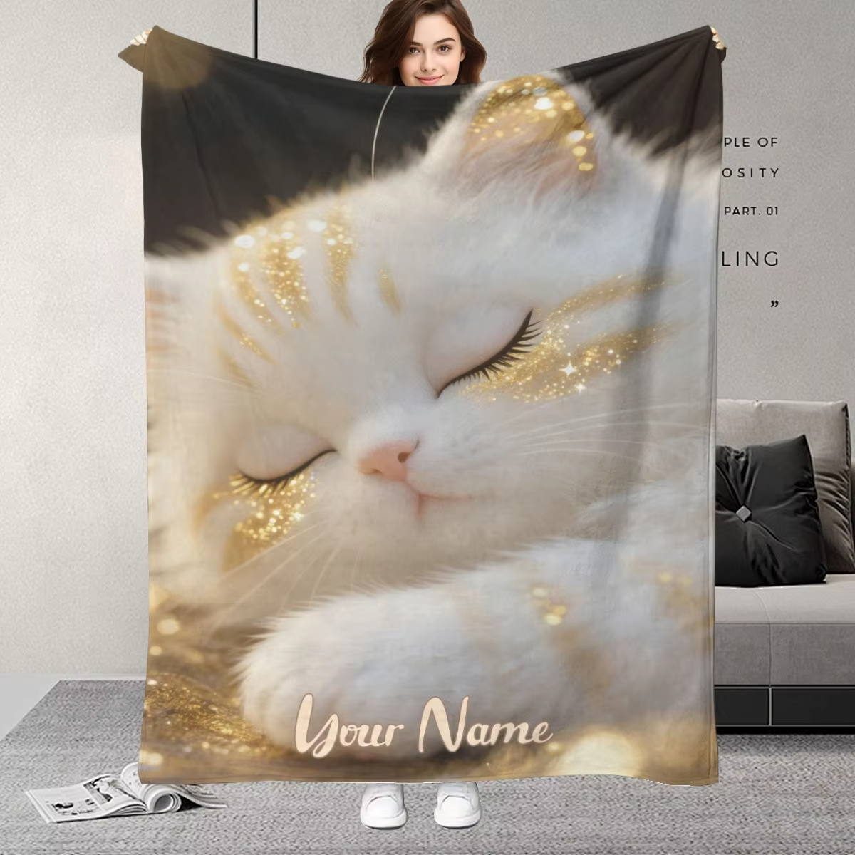 Custom Name Dreamy Cat Pattern - Home Textiles Images avis et prix
