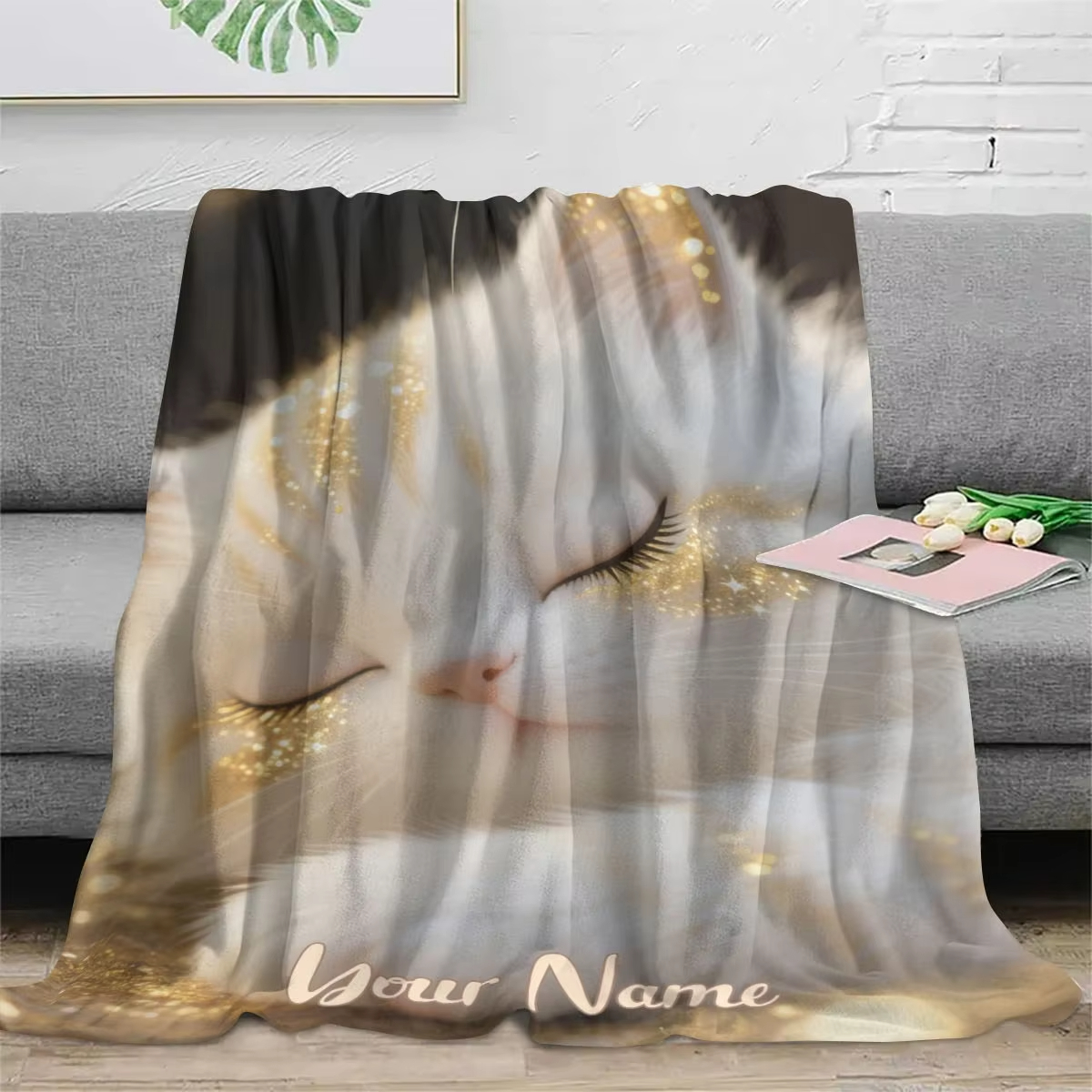 Custom Name Dreamy Cat Pattern - Home Textiles Images avis et prix