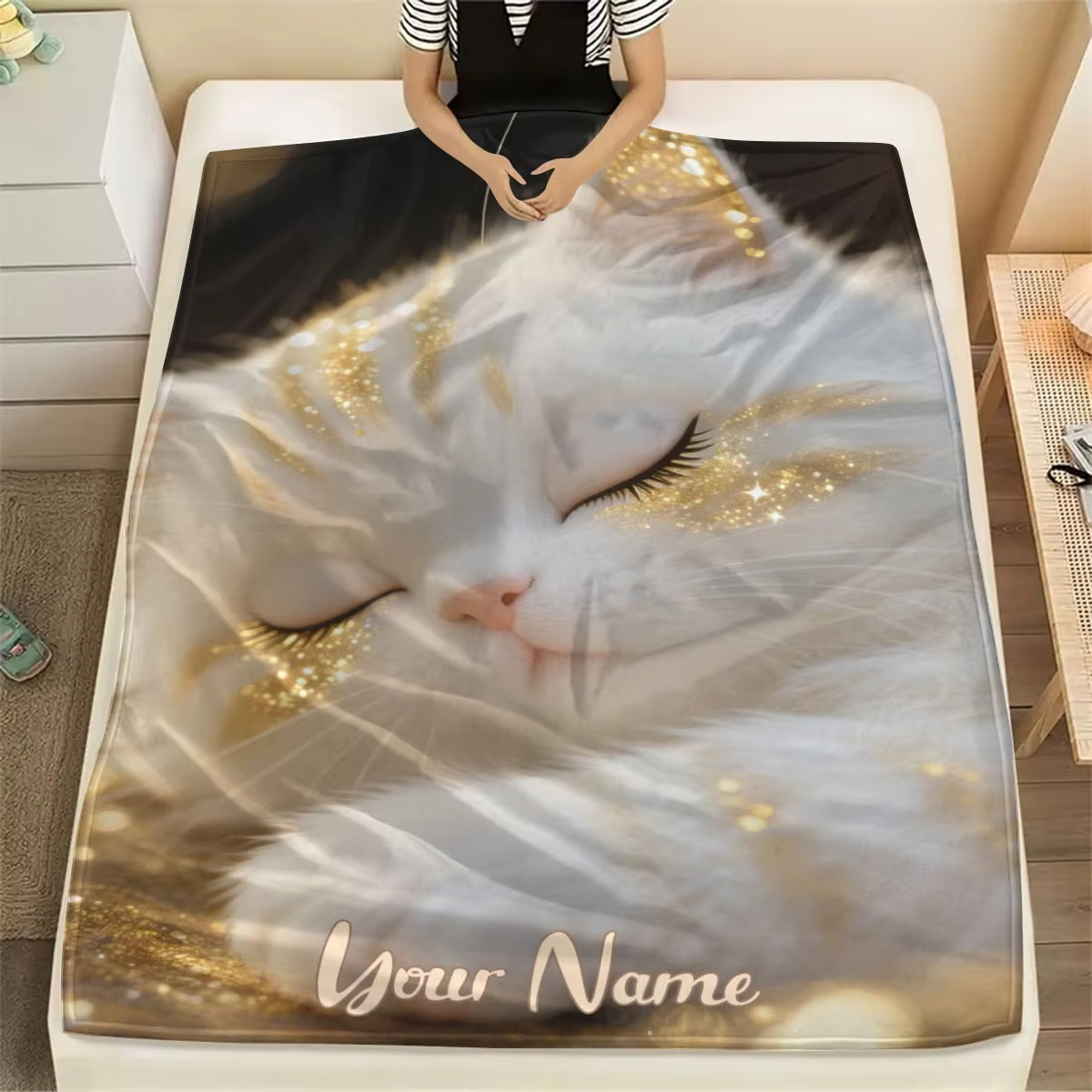 Custom Name Dreamy Cat Pattern - Home Textiles Images avis et prix