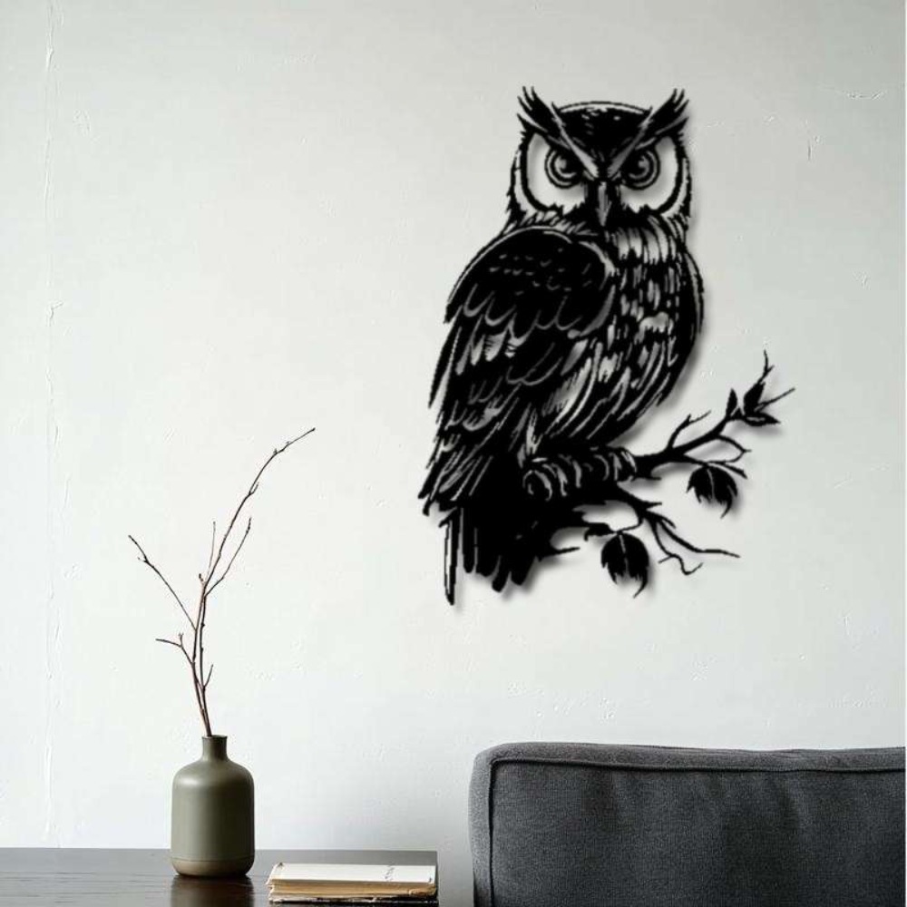 Metal Wall Art Owl Statue 1pc: - Home Textiles Products avis et prix