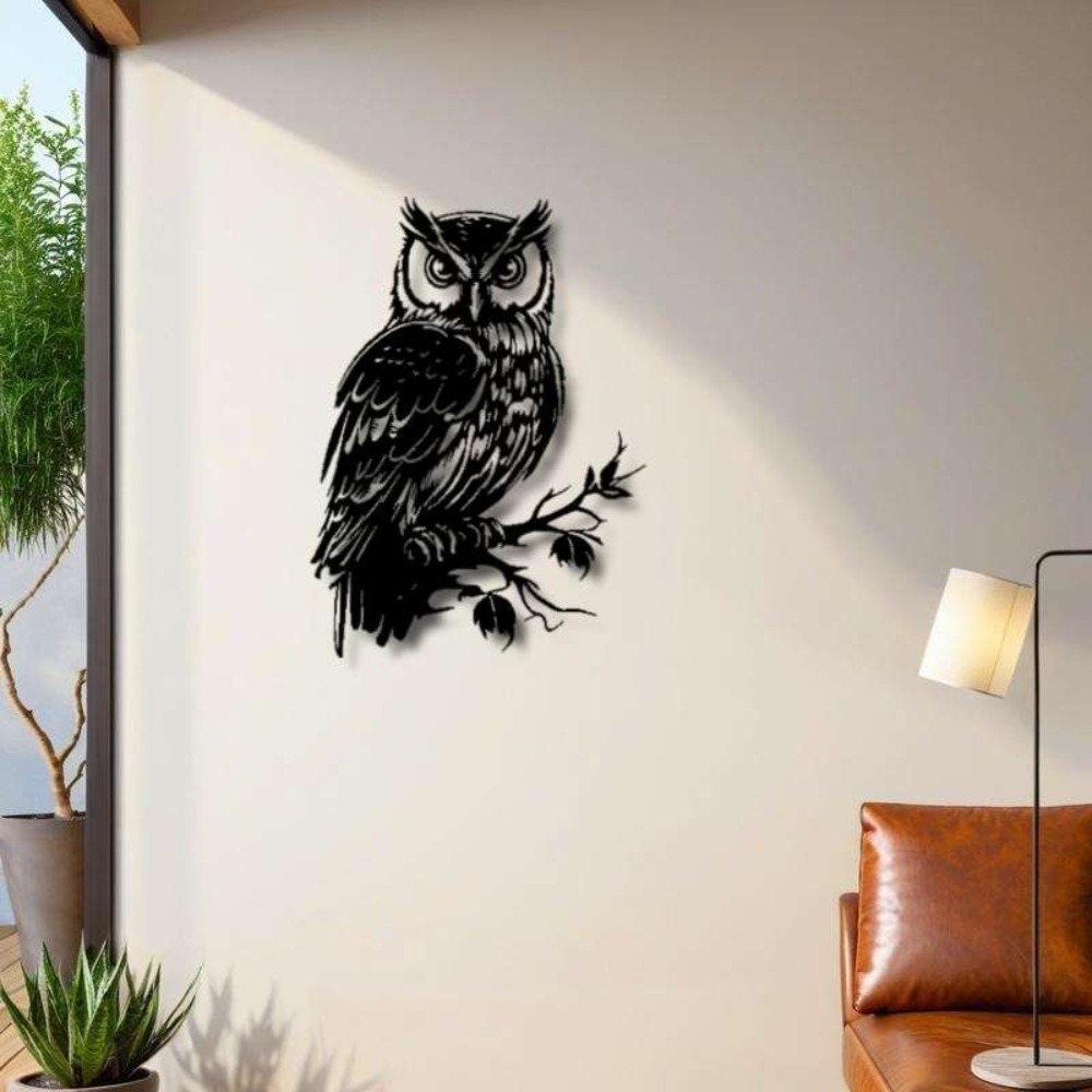 Metal Wall Art Owl Statue 1pc: - Home Textiles Products avis et prix