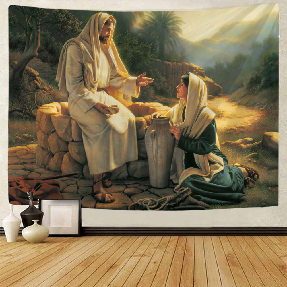 Jesus illustration art tapestr - Linum Home Textiles avis et prix