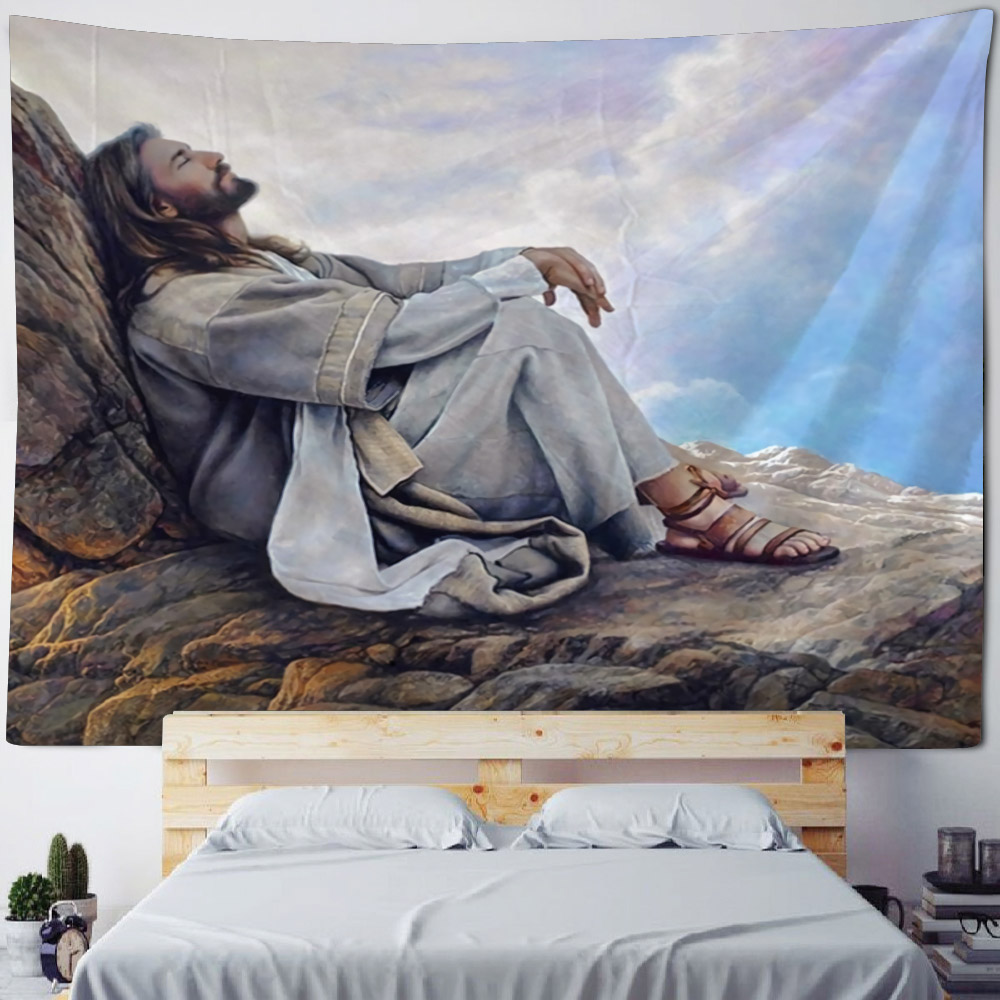 Jesus illustration art tapestr - Linum Home Textiles avis et prix