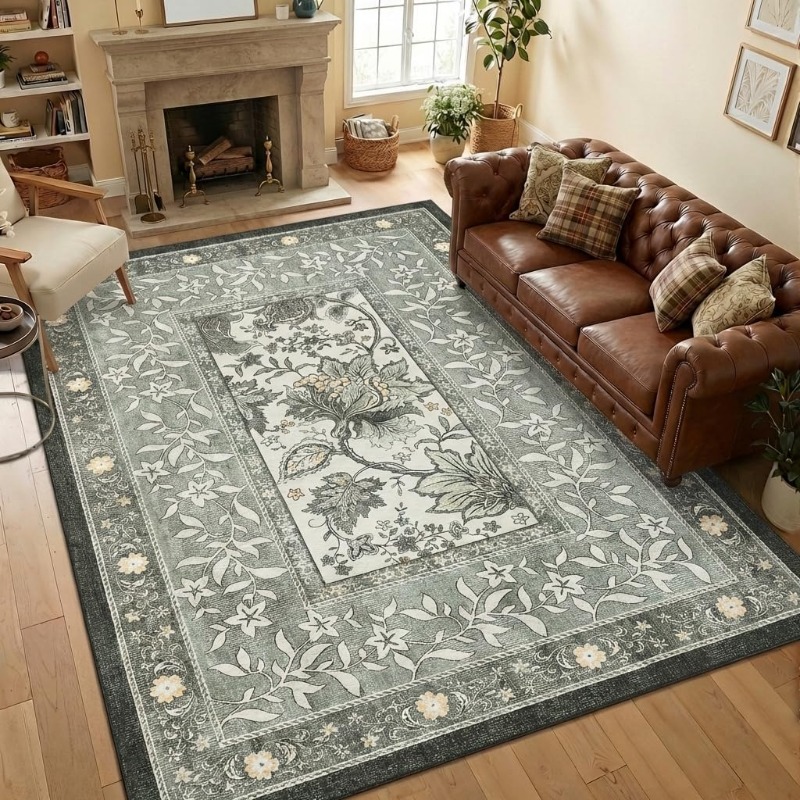 Retro Plant Print Carpet for L - Home Textiles Online avis et prix