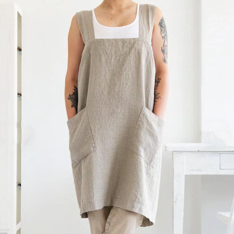 Long Cotton and Linen Apron La - Linum Home Textiles avis et prix