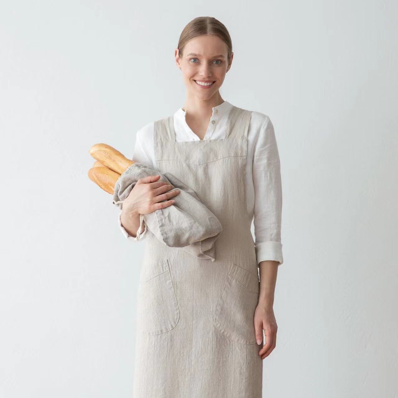 Long Cotton and Linen Apron La - Linum Home Textiles avis et prix