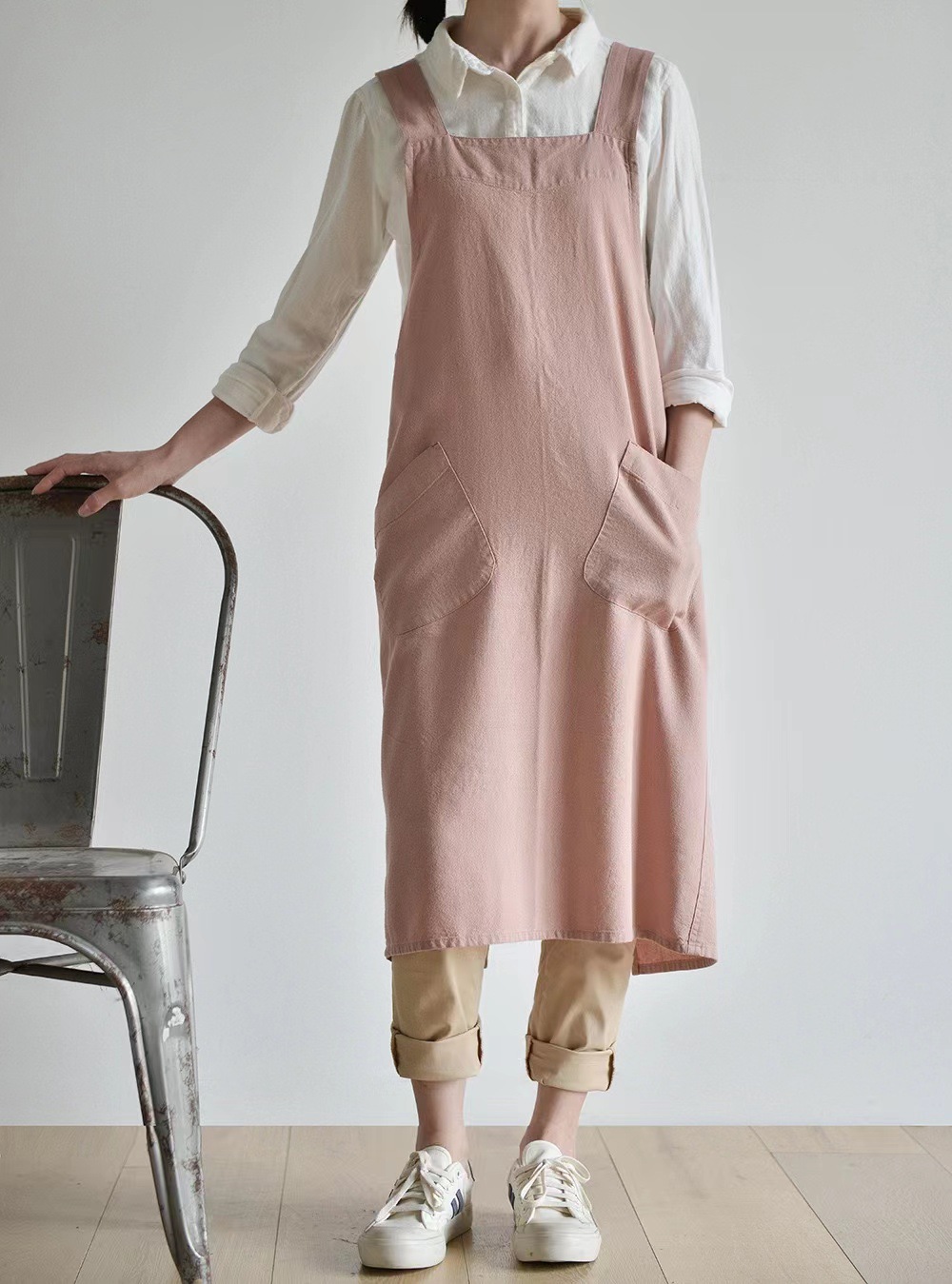Long Cotton and Linen Apron La - Linum Home Textiles avis et prix