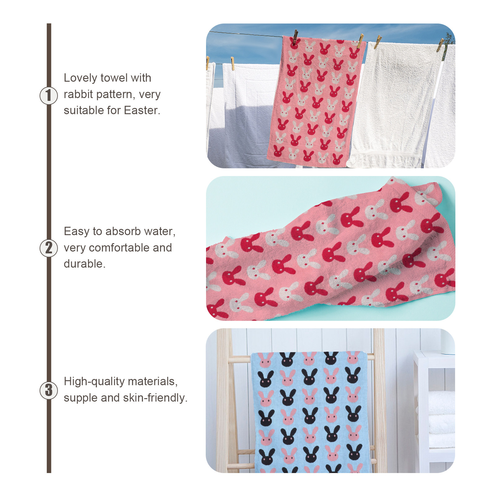 2pcs Cotton Towel Rabbit Patte - Home Textiles In Pakistan avis et prix